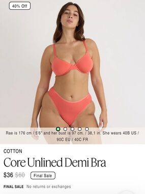 Organic Basics Coral Unlined Demi Bra